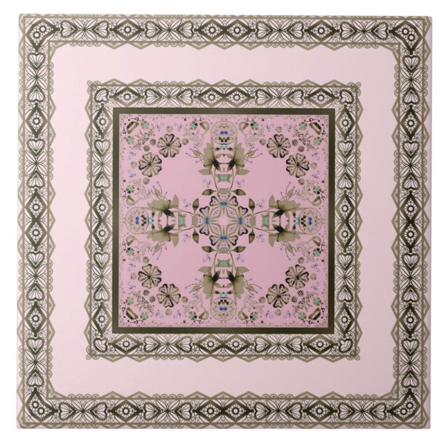 Azulejo Antiguo árabe decorativo este ornamental barroco (Frente)