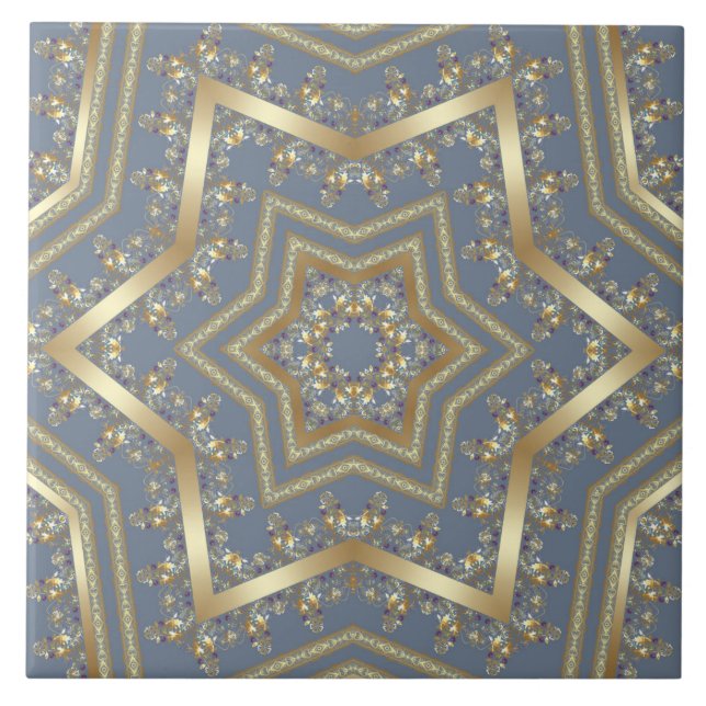 Azulejo Antiguo árabe decorativo este ornamental barroco (Frente)