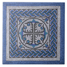 Azulejo Antiguo Ilustracion romano Mosaico Azul Danubio