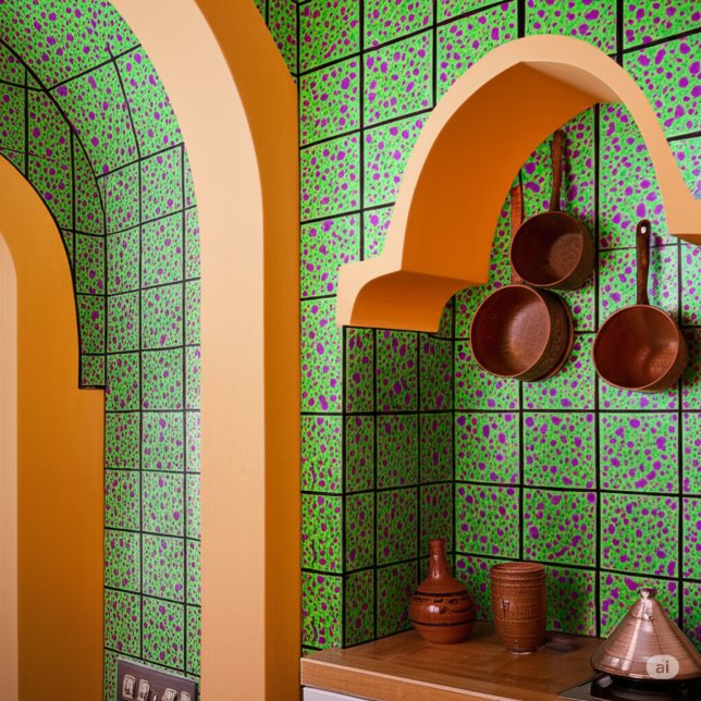 Azulejo Antiguo Lime Green Wall Art Deco Púrpura | Clásica (Kitchen Backsplash Tiles Vintage
)