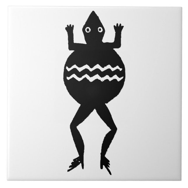 Azulejo Antiguo Mimbre de arte del suroeste Rana de cerámi (Frente)