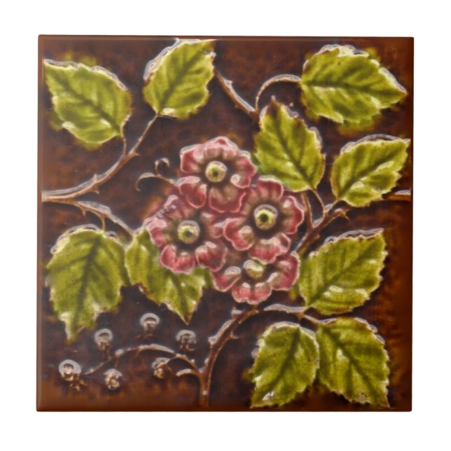 Azulejo Antiguo mosaico floral mallorquín repro (Frente)