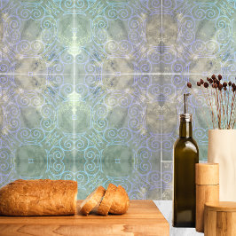 Azulejo Antigüo ornato vintage alterado en blanco