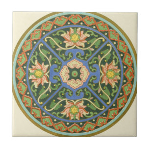 Azulejo Antiguo patrón chino de cloisonné: jade verde