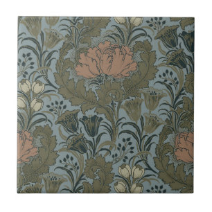 Azulejo Antiguo Patrón Floral Victoriano Terracota Sabio