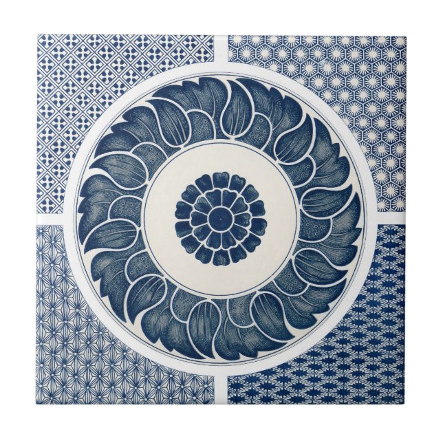 Azulejo Antique Chinese Blue White Porcelain Pattern (Frente)
