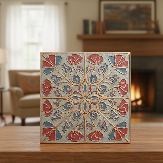 Azulejo Antiqued Art Nouveau Floral Medallion #14 ID1193 (Subido por el creador)