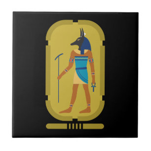 Azulejo Anubis Dios Egipcio De Mummificación Tile Cerámico