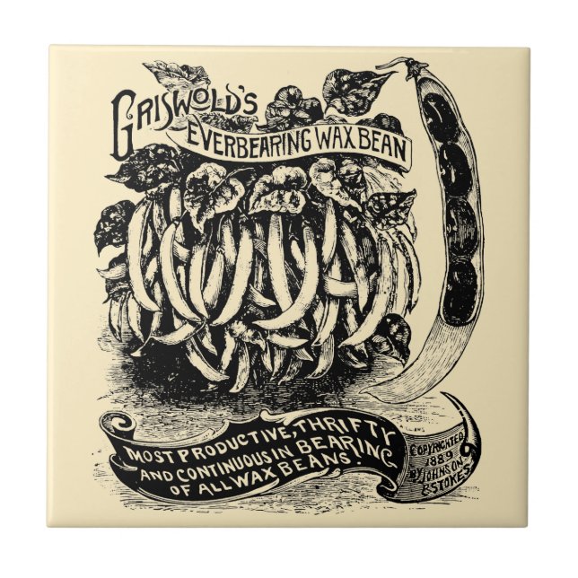 Azulejo Anuncio de frutas y verduras de la era victoriana (Frente)