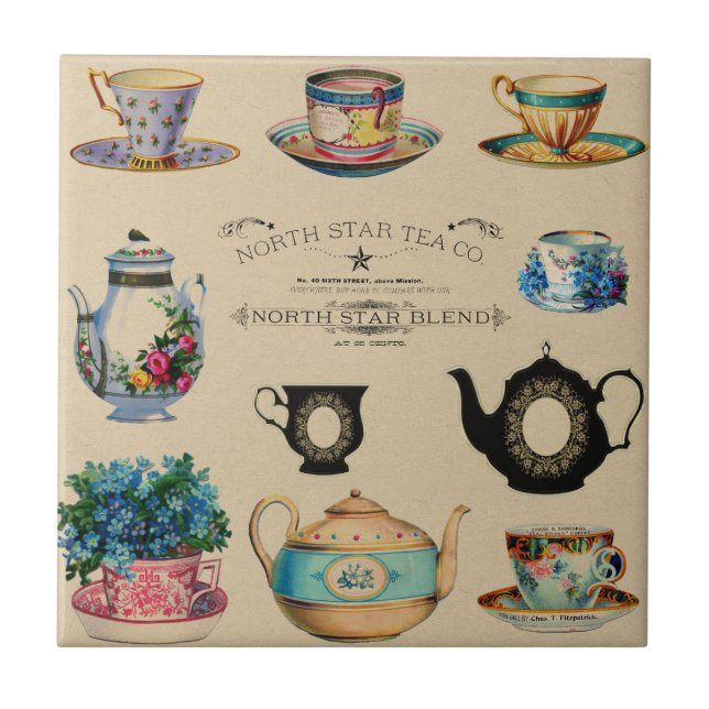 Azulejo Anuncio de la empresa de mezcla de té de estrella  (Frente)