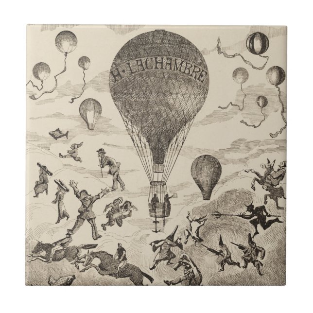 Azulejo Anuncio Francés Para Fabricante De Globos (Frente)