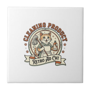 Azulejo Anuncio Retro Producto de Limpieza Gato Producto d