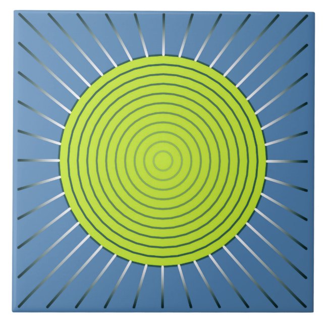 Azulejo Aparición geométrica moderna - azul de cal y denim (Frente)