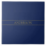 Azulejo Apellido o empresa Navy Blue & Gold Name<br><div class="desc">Diseño de personalizable moderno con tu nombre o cualquier otro texto,  ¡edita como quieras!</div>