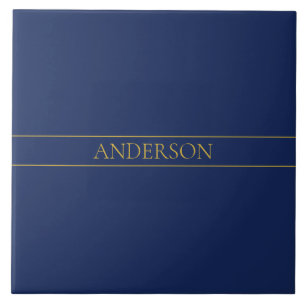 Azulejo Apellido o empresa Navy Blue & Gold Name