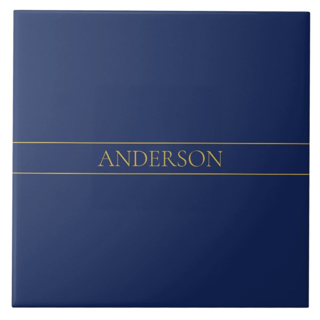 Azulejo Apellido o empresa Navy Blue & Gold Name (Frente)