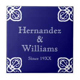 Azulejo Apellidos - blanco español en azul