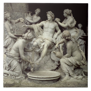 Azulejo Apolo tendió al lado de las ninfas, previstas par