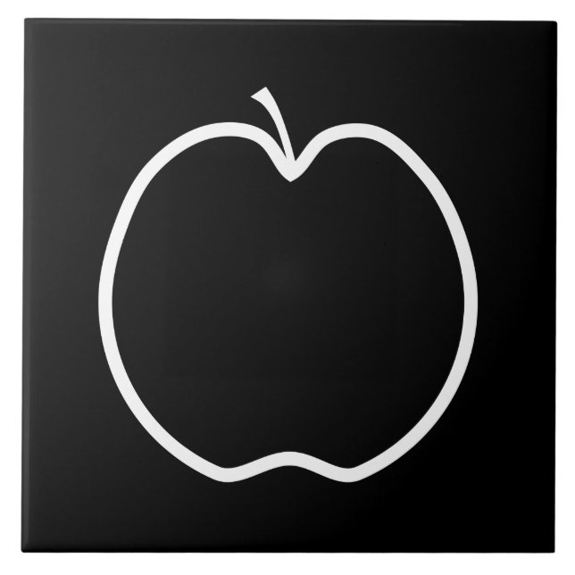 Azulejo Apple blanco y negro (Frente)