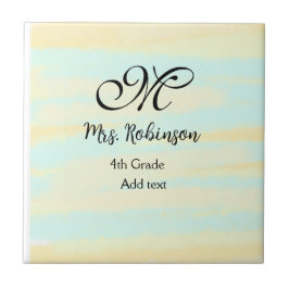 Azulejo apreciación del profesor de acuarcolía azul amaril