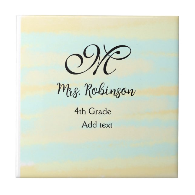 Azulejo apreciación del profesor de acuarcolía azul amaril (Frente)