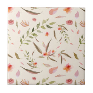 Azulejo Apricot, Mauve, Taupe Floral transparente imagen s