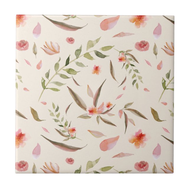 Azulejo Apricot, Mauve, Taupe Floral transparente imagen s (Frente)