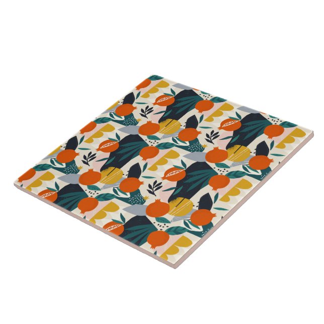 Azulejo Apricot y hojas de moda moderno en Moda preppy (Lado)