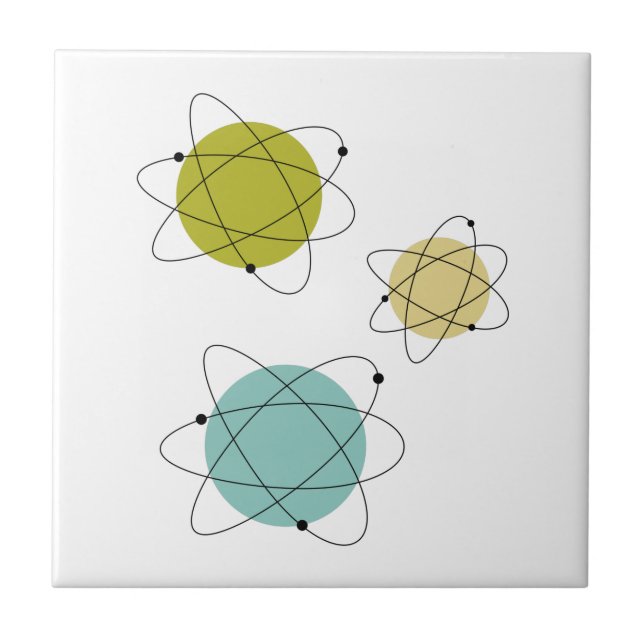 Azulejo Aqua Blue and Yellow Atomic Elements Medio siglo (Frente)