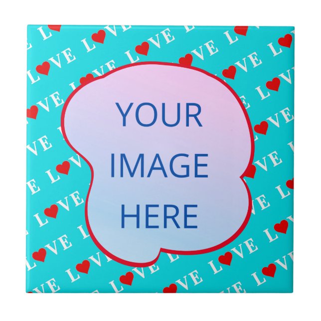 Azulejo Aqua Blue LOVE Moda moderna (Frente)