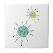 Aqua Blue Yellow Franciscan Starburst Mid Century