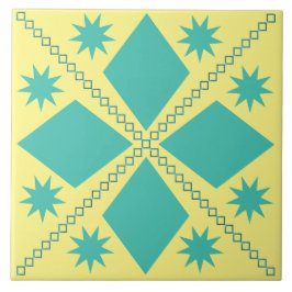 Azulejo Aqua Diamond Fun | Fondo amarillo |