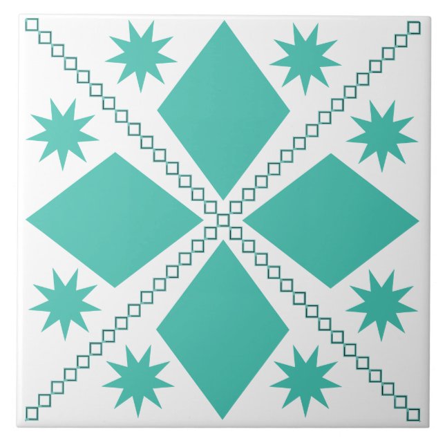 Azulejo Aqua Diamond Fun | Fondo blanco | (Frente)