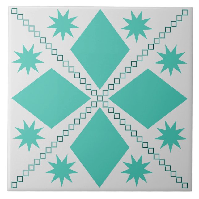 Azulejo Aqua Diamond Fun | Fondo gris | Mosaico cerámico (Frente)