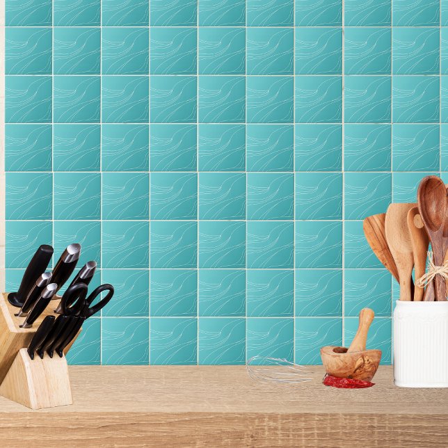 Azulejo Aqua Line Waves Modern Minimalist Abstract (Subido por el creador)