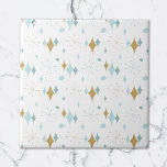 Azulejo Aqua, Patrón Starburst Gold de mediados del siglo<br><div class="desc">Este diseño retro abstracto combina el estallido de mediados de siglo con formas modernas y refleja las vibraciones retro vintage. Perfecto para los amantes de la estética retro y vintage.</div>