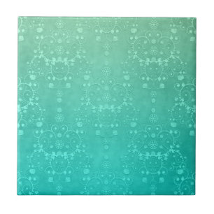 Azulejo Aquamarina Verde Menta Azul Claro Estampado Fancy
