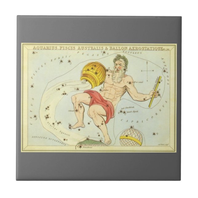 Azulejo Aquarius, constelación vintage, espejo de Urania (Frente)