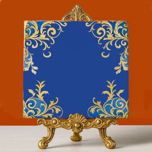 Azulejo Arabesco Bizantino Azul Filigrana de Oro