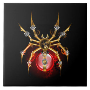 Azulejo Araña de vapor sobre negro