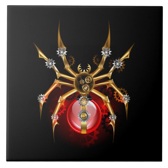 Azulejo Araña de vapor sobre negro (Frente)