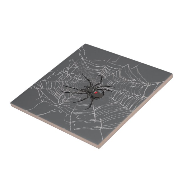 Azulejo Araña De Viuda Negra Y Arte De Dibujo De Spiderweb (Lado)