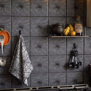 Azulejo Araña Viuda Negra y Arte de Dibujo de Telaraña