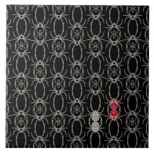 Azulejo Arañas - Blanco negro y blanco óseo