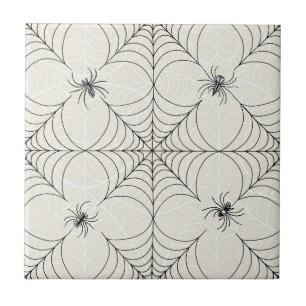 Azulejo Arañas negras góticas en una cuadrícula de telarañ