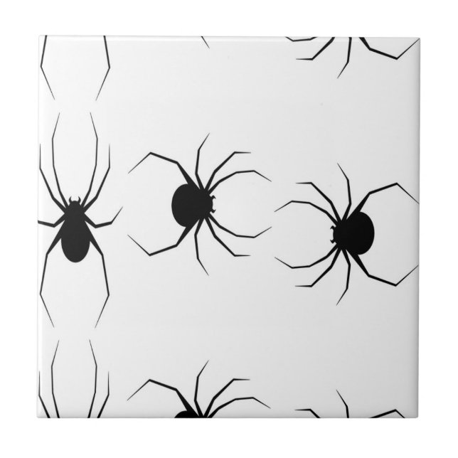 Azulejo Arañas negras sobre blanco (Frente)