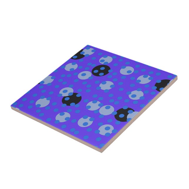 Azulejo Arándano Atómico - Sueño Retro de Lunares   (Lado)