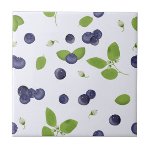 Azulejo Arándanos Acuarela Flores de Arándano Cocina