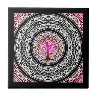Azulejo Árbol abstracto de ráfagas rosadas antiguas