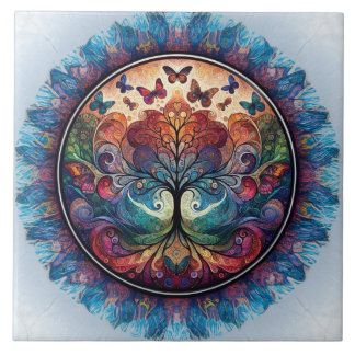 Azulejo Árbol arcoiris de vida Rústico antiguo